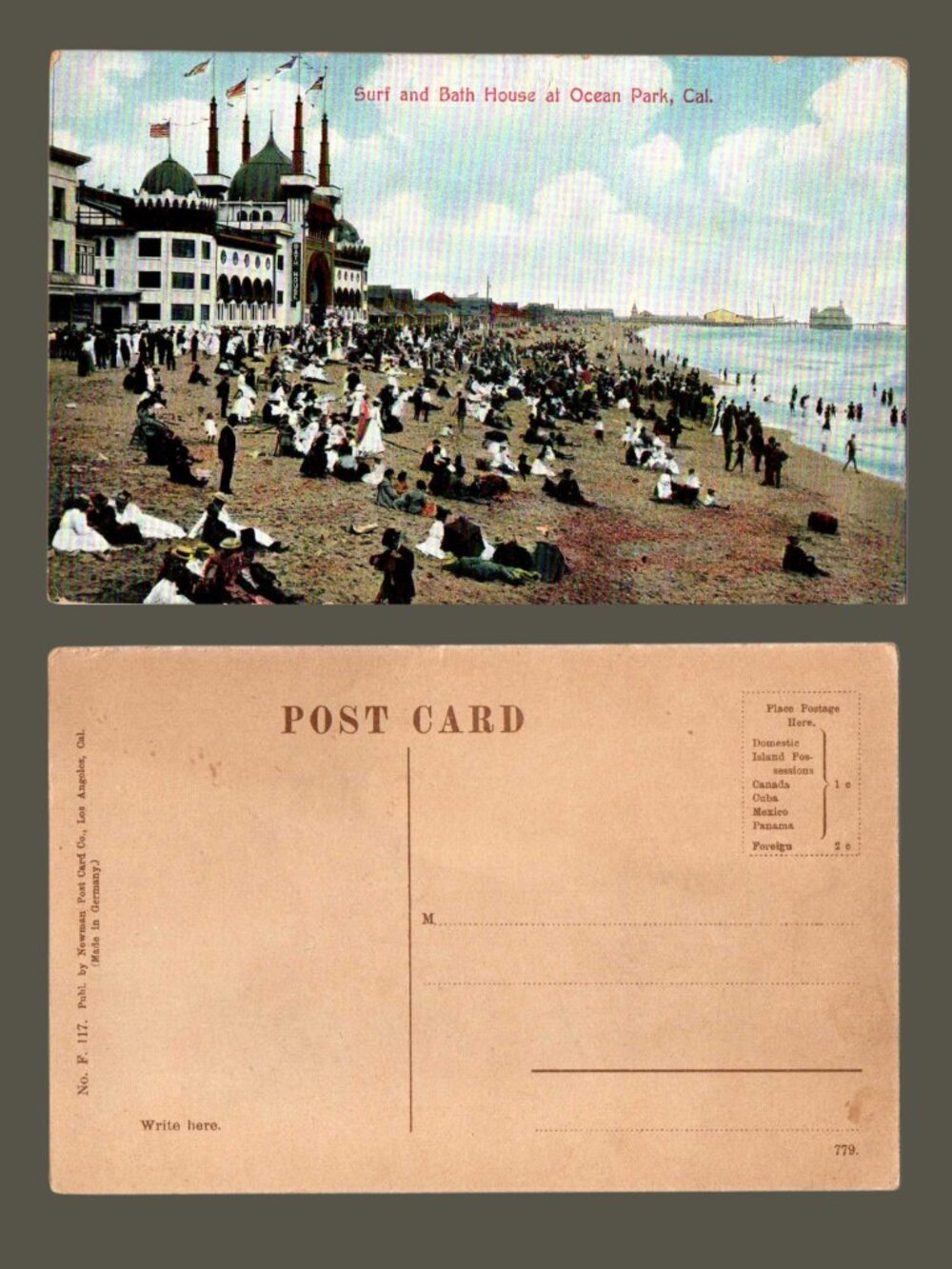 POSTCARD SALE 10/$20 Blank Surf and Bath House Ocean Park, California Postcard